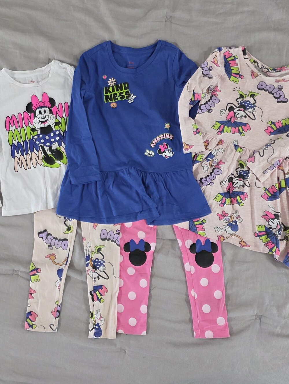 Disney Minnie Mouse Girls Amazon Essentials Dress, Shirts and Leggings Set XS